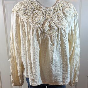Elegant Cream Crochet Women's Blouse